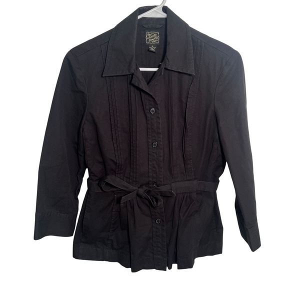Vintage Lucky Brand Button Down Shirt Jacket Black M - Picture 1 of 8